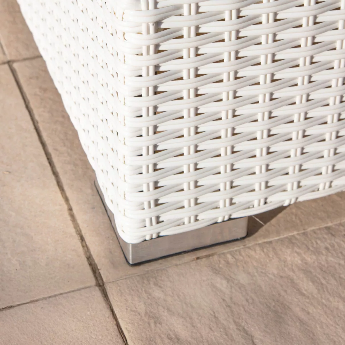 Gartensessel geflochtenes Polyrattan Palma Weiß und Beige