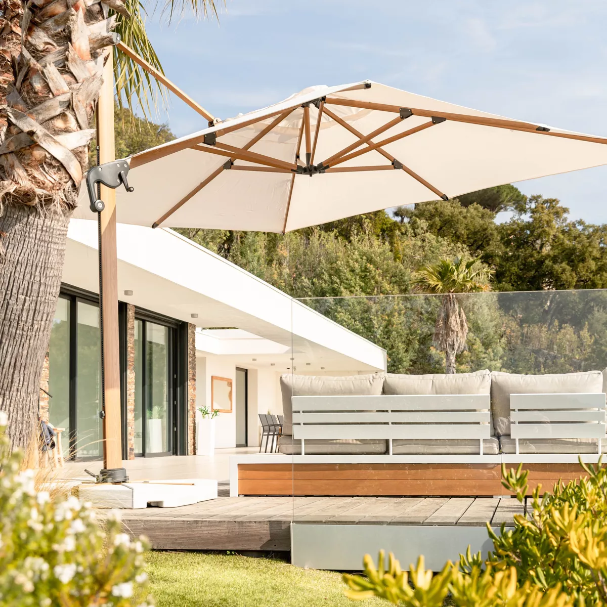 Parasol déporté Yucatan (L4 x 3m) - Blanc 7