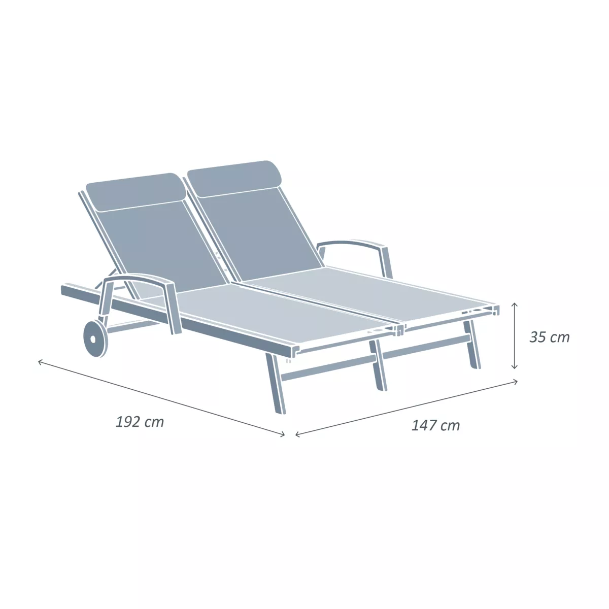 Transat double en aluminium Pirae Gris anthracite