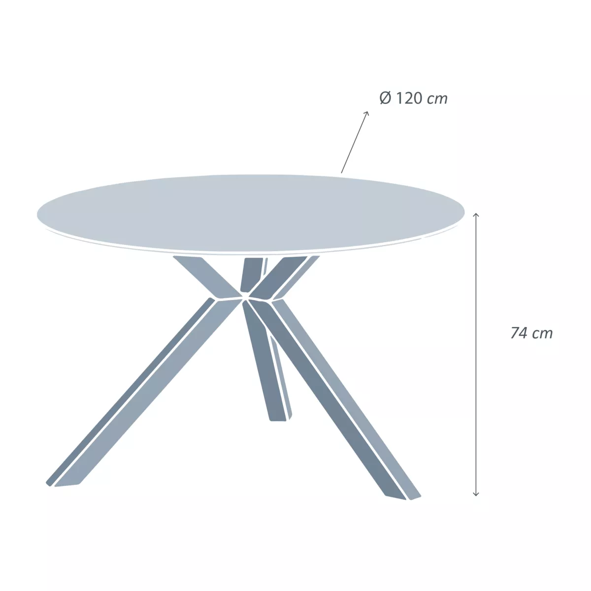 Mesa de jardín redonda aluminio/cerámica para 6 personas (D120 cm) Kore - Gris antracita 