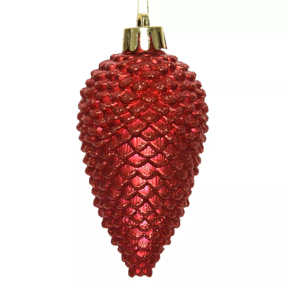 Lot de 6 pommes de pin à suspendre Alpine Rouge 1