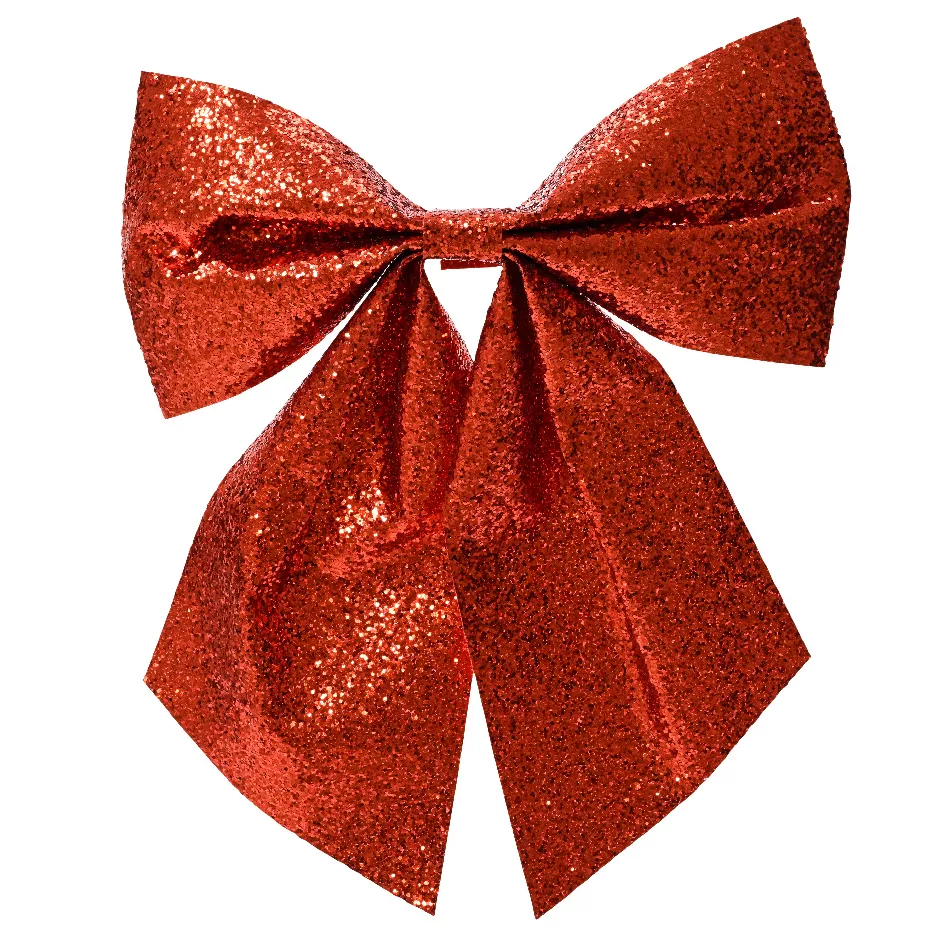 Lot de 5 nœuds de Noël (H9 cm) Scintillant Rouge