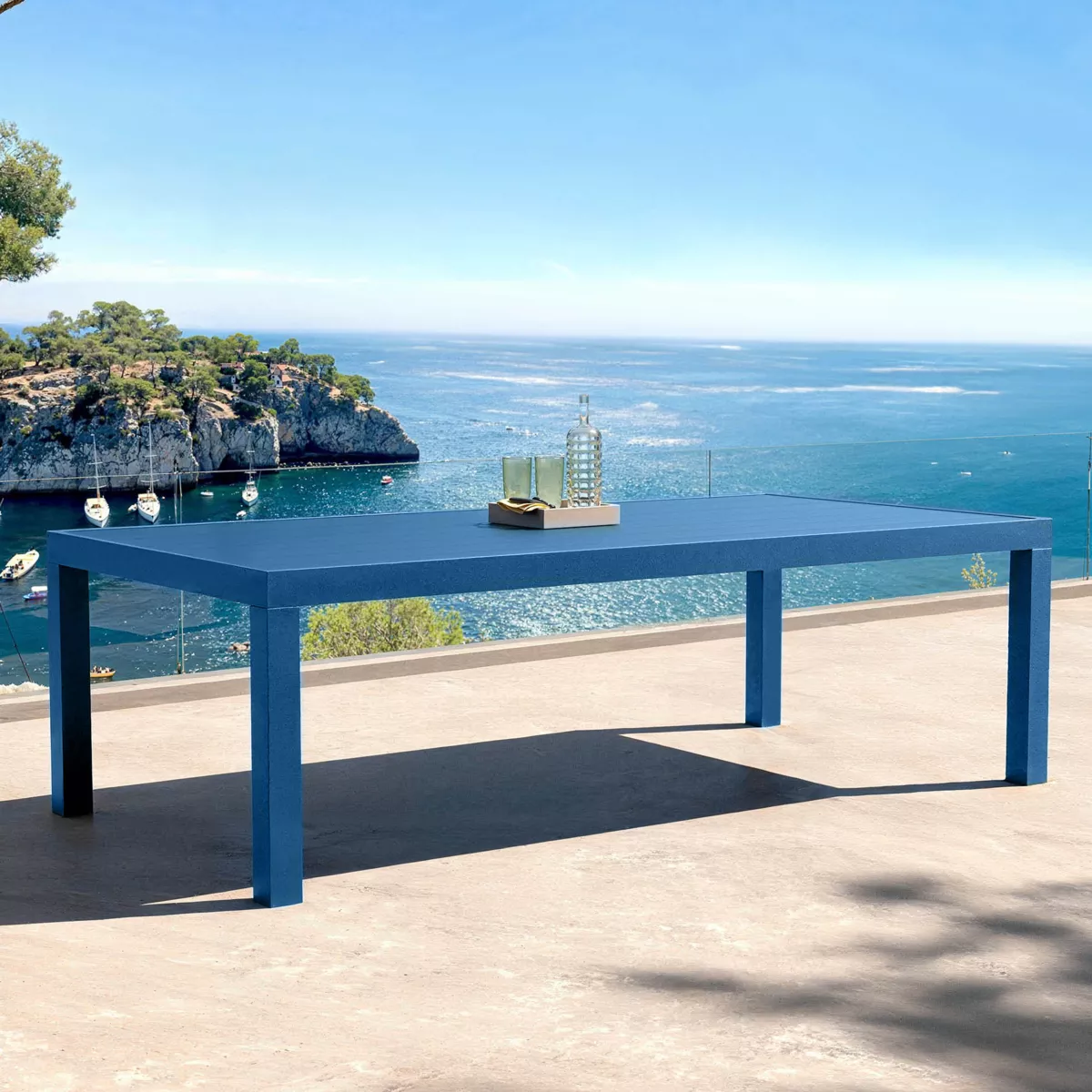Table de jardin rectangulaire aluminium 10 places (240 x 120 cm) Murano Bleu pétrole