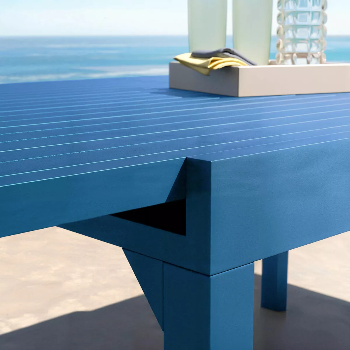 Mesa de jardÃƒÂ­n extensible de aluminio 12 personas (200/320 x 100 cm) Murano Azul