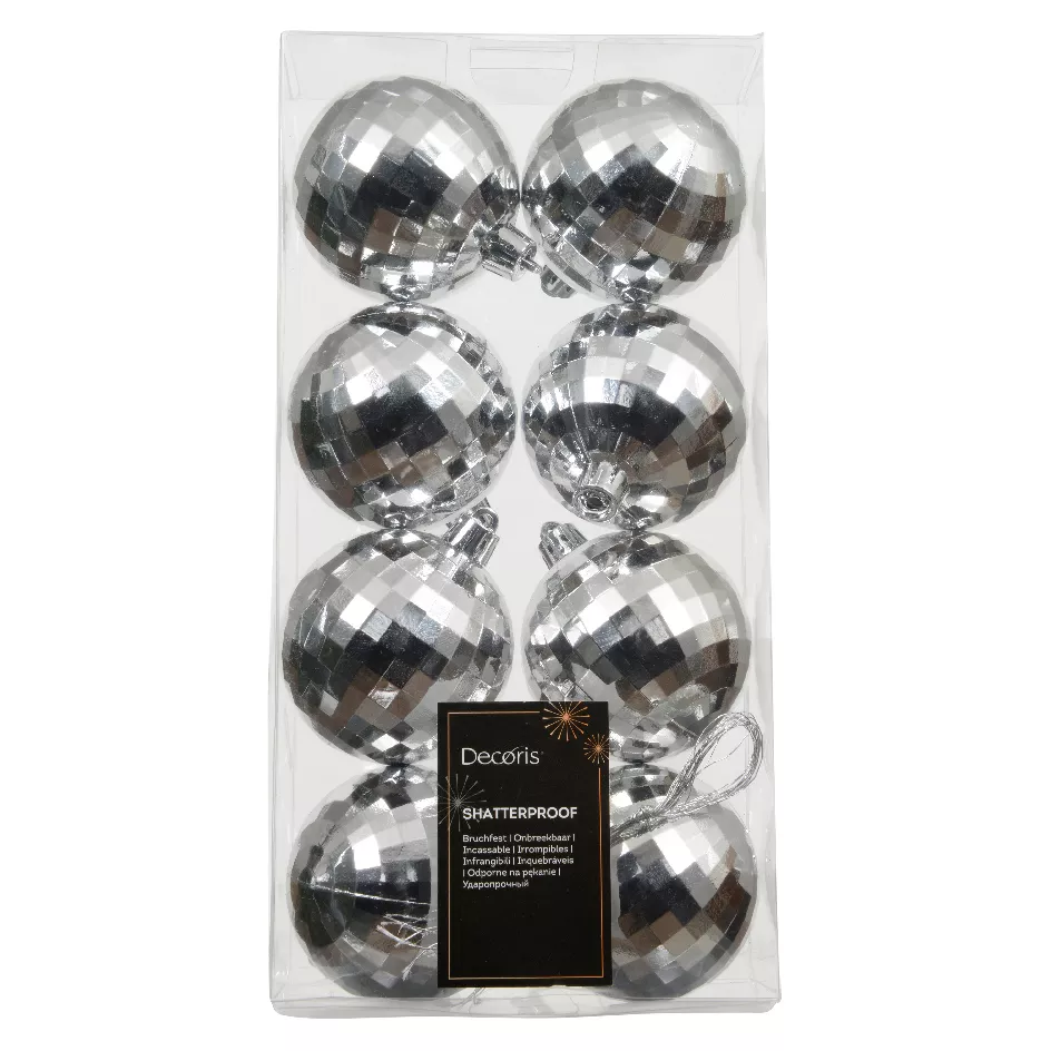 Set di 8 palline di Natale (D60 mm) Disco Argento