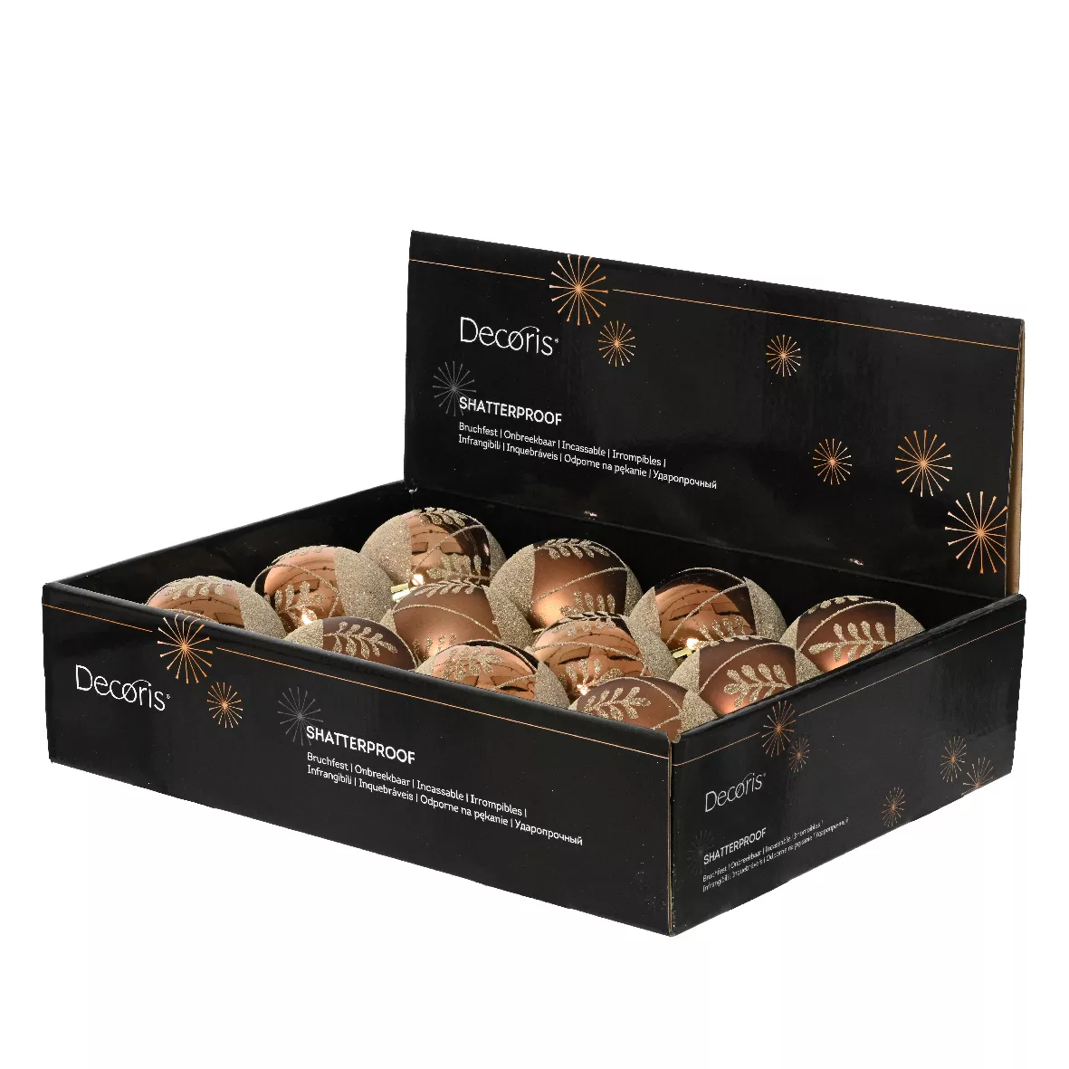 LOT DE 12  Boule plastique Elégance dia8cm brun café