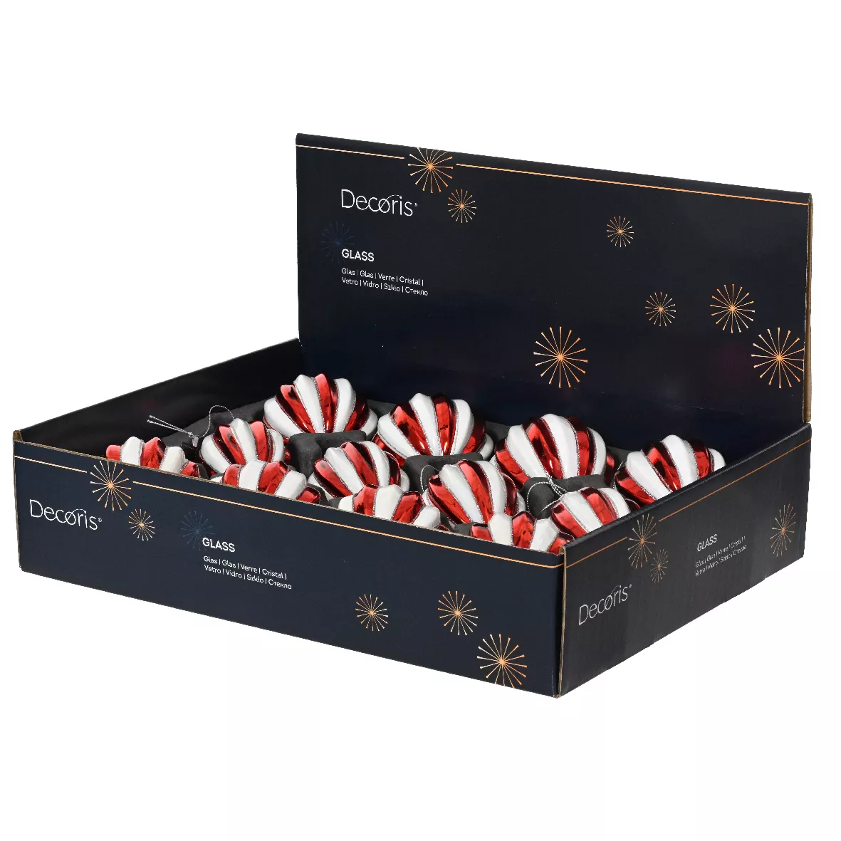 Set di 12 palline di Natale in vetro (D80 mm) Christmas glam Rosso e Bianco