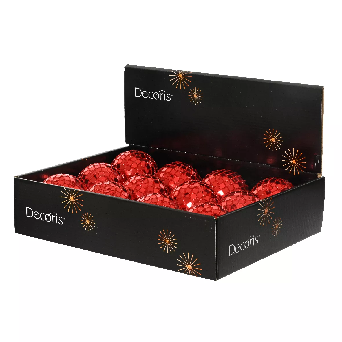 Set di 12 palline di Natale (D80 mm) Pallina a sfaccettatura Rosso