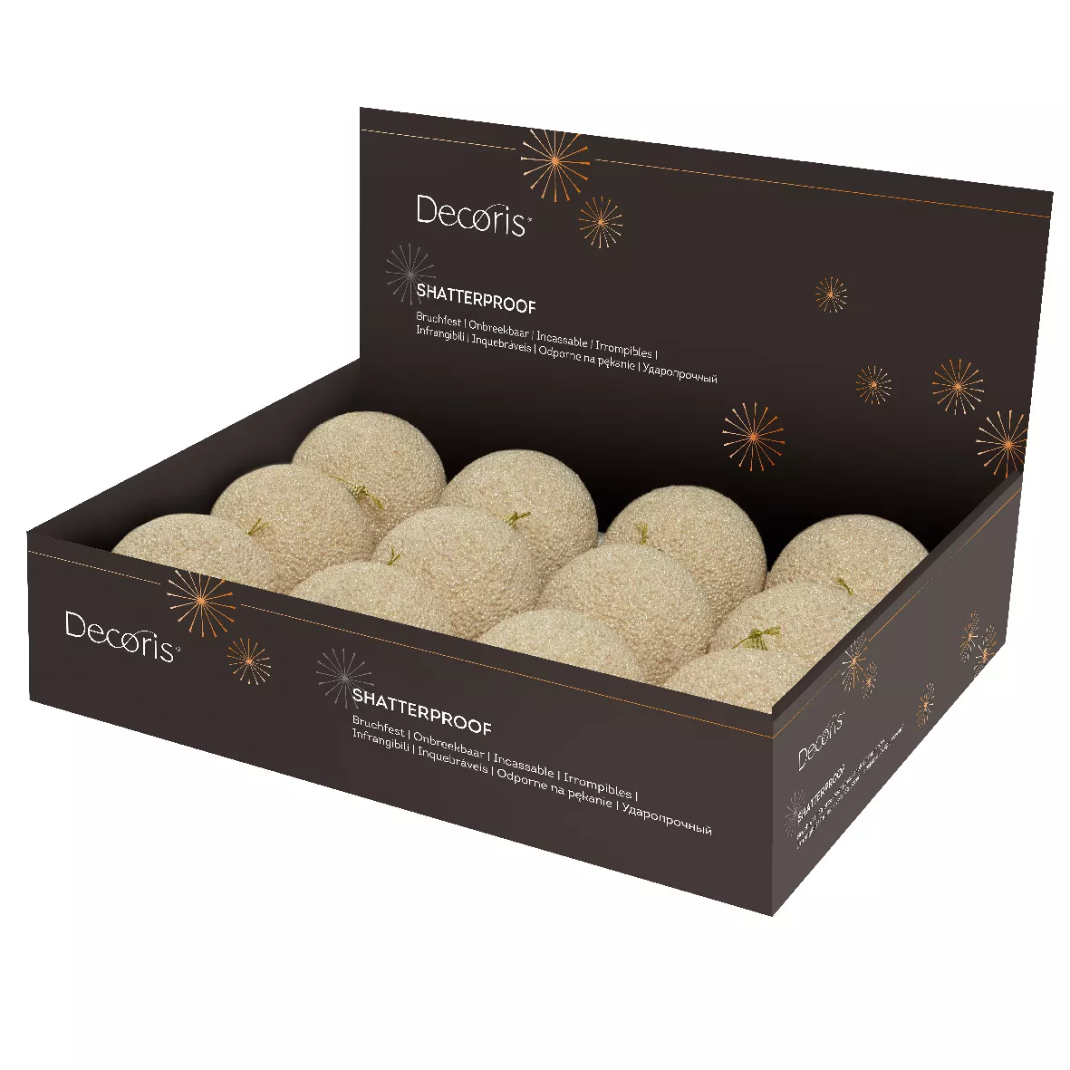 Set di 12 palline di Natale (D100 mm) Perle Preziose Perla