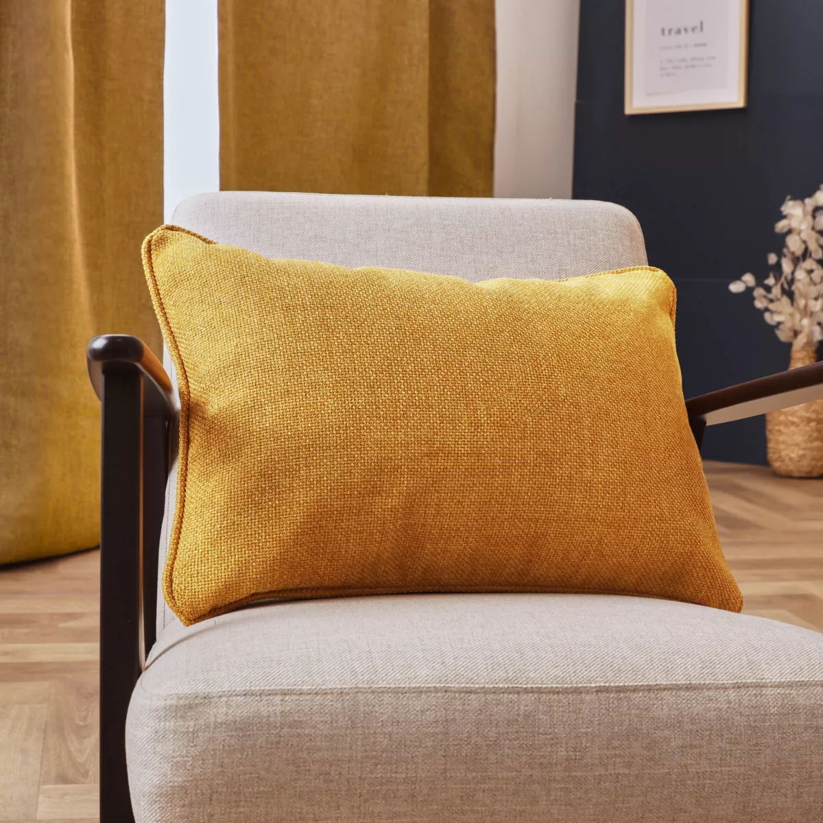 Coussin rectangulaire tissé (40 x 60 cm) Alba Jaune moutarde