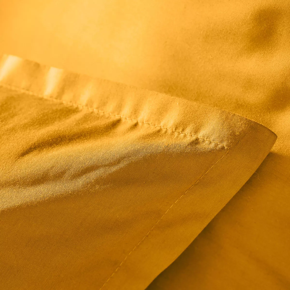 Taie d'oreiller carrée percale de coton (80 x 80 cm) Cali Jaune moutarde