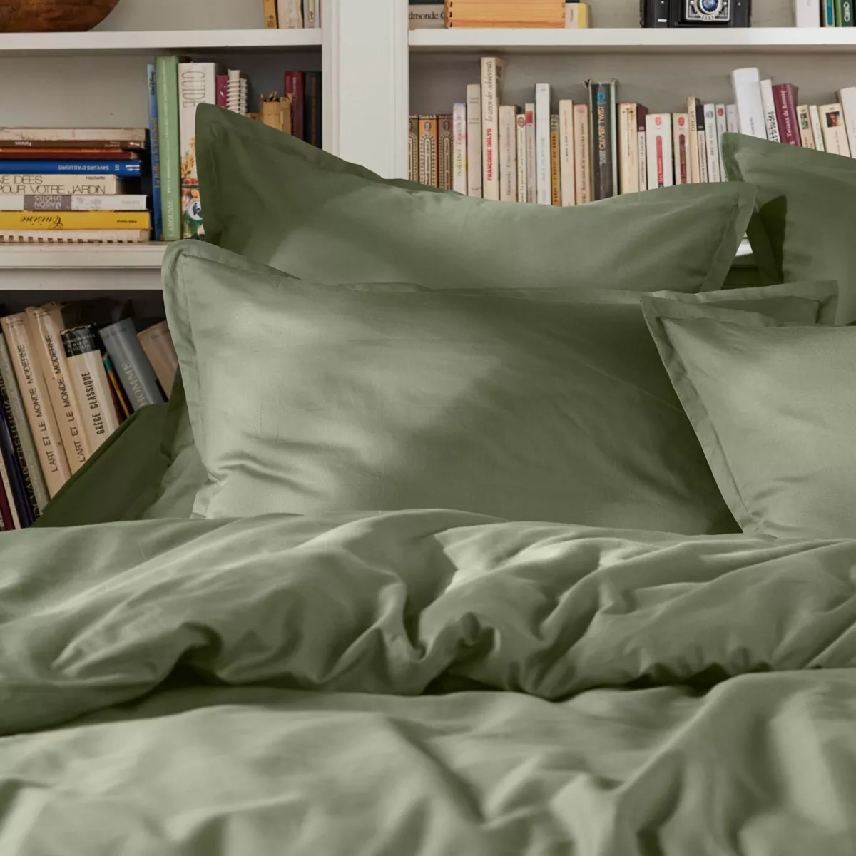 Housse de couette percale de coton (280 x 240 cm) Cali Vert romarin