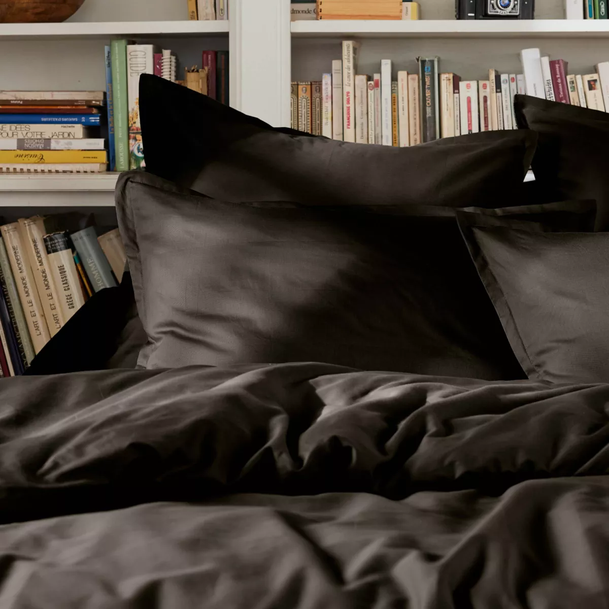 Sábana de percal de algodón (270 cm) Cali Negro