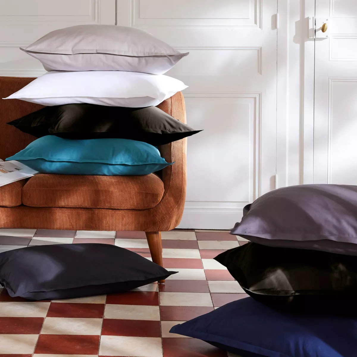 Housse de couette percale de coton (280 x 240 cm) Cali Noir