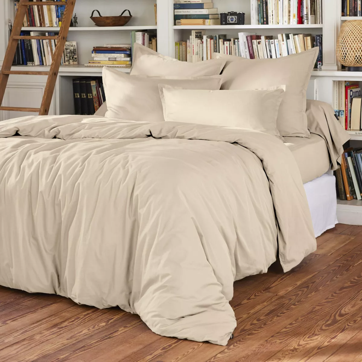 Drap housse percale de coton (180 x 200 cm) Cali Beige