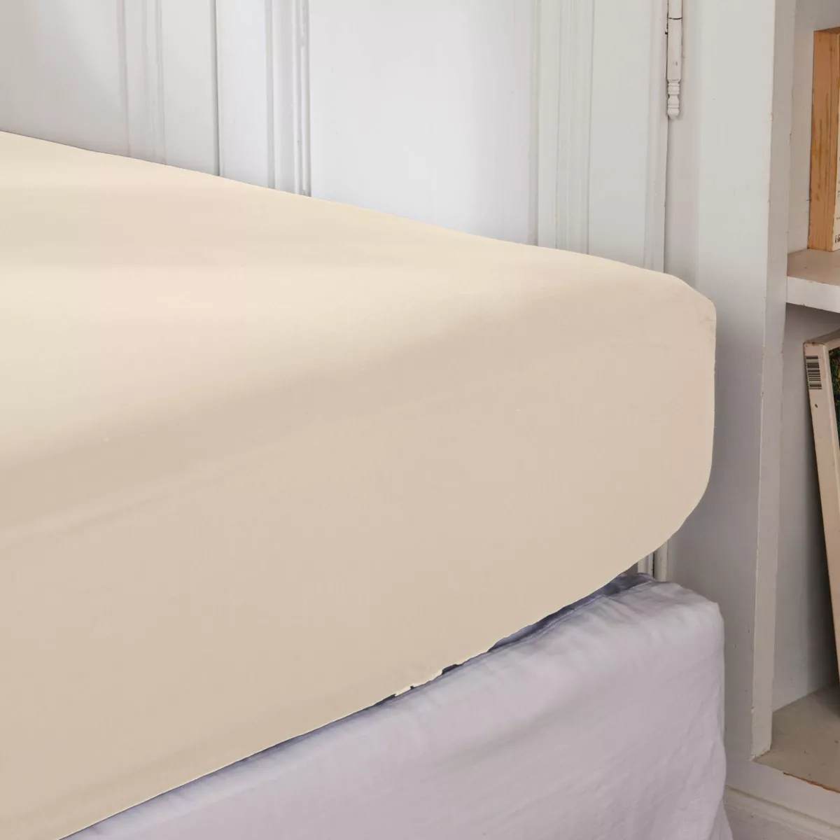 Perkal-Spannbettlaken (90 x 200 cm) Cali Beige