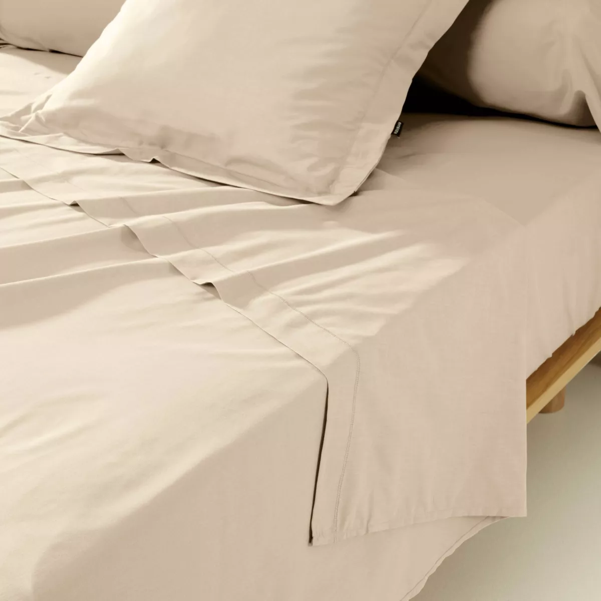 Taie de traversin percale de coton (L185 cm) Cali Beige