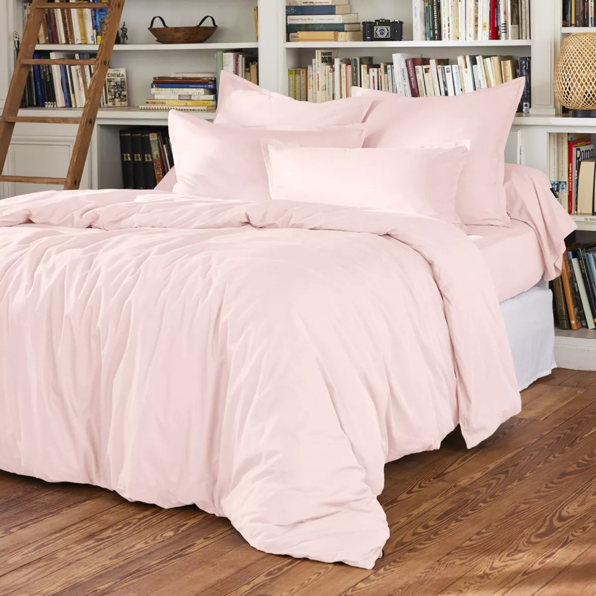 Drap housse percale de coton (90 x 200 cm) Cali Rose poudré
