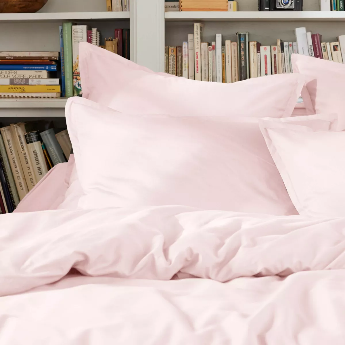 Drap plat percale de coton (180 x 290 cm) Cali Rose poudré