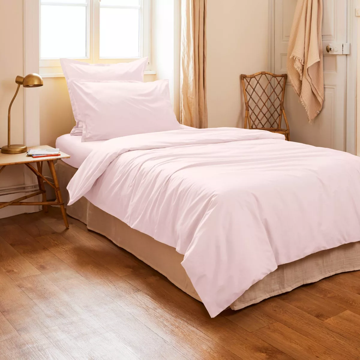 Copripiumino percalle di cotone (140 cm) Cali Rosa cipria