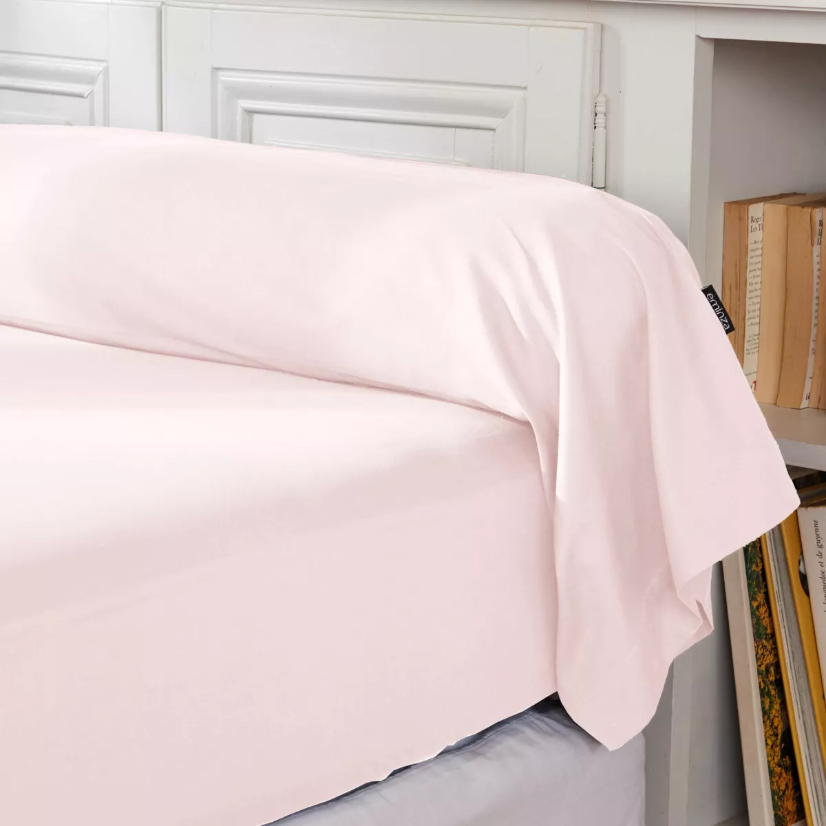 Taie de traversin percale de coton (L185 cm) Cali Rose poudré