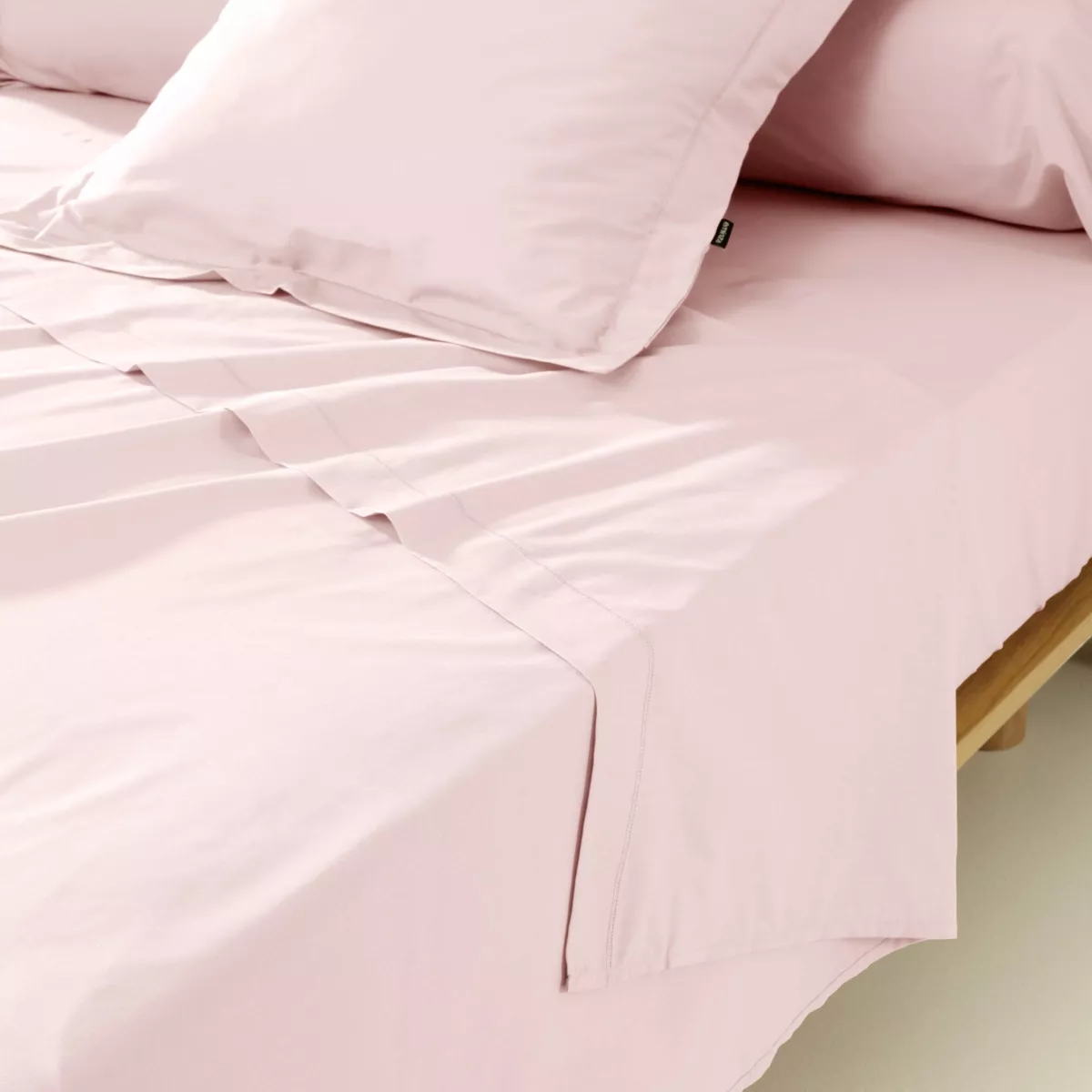 Taie de traversin percale de coton (L185 cm) Cali Rose poudré