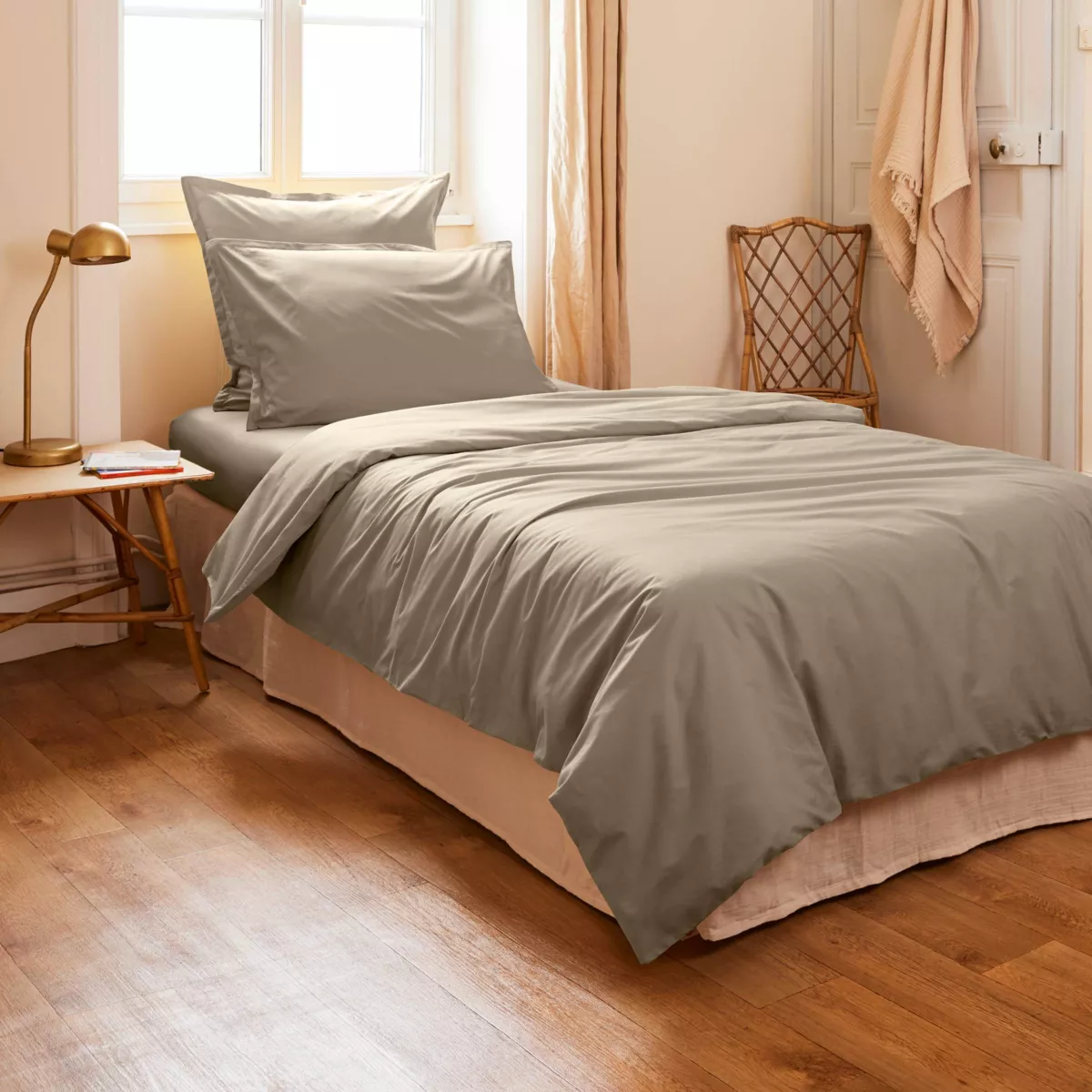 EM - Housse de couette 140 x 200 cm Percale unie CALI Taupe