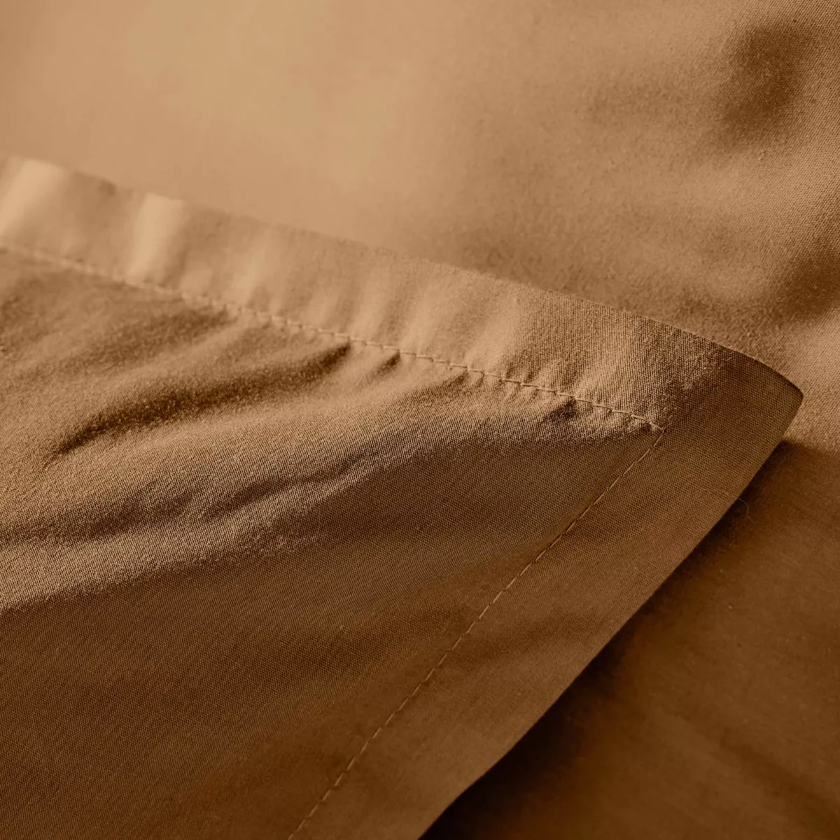 EM - Taie d'oreiller volant plat 50 x 70 cm Percale unie CALI Camel