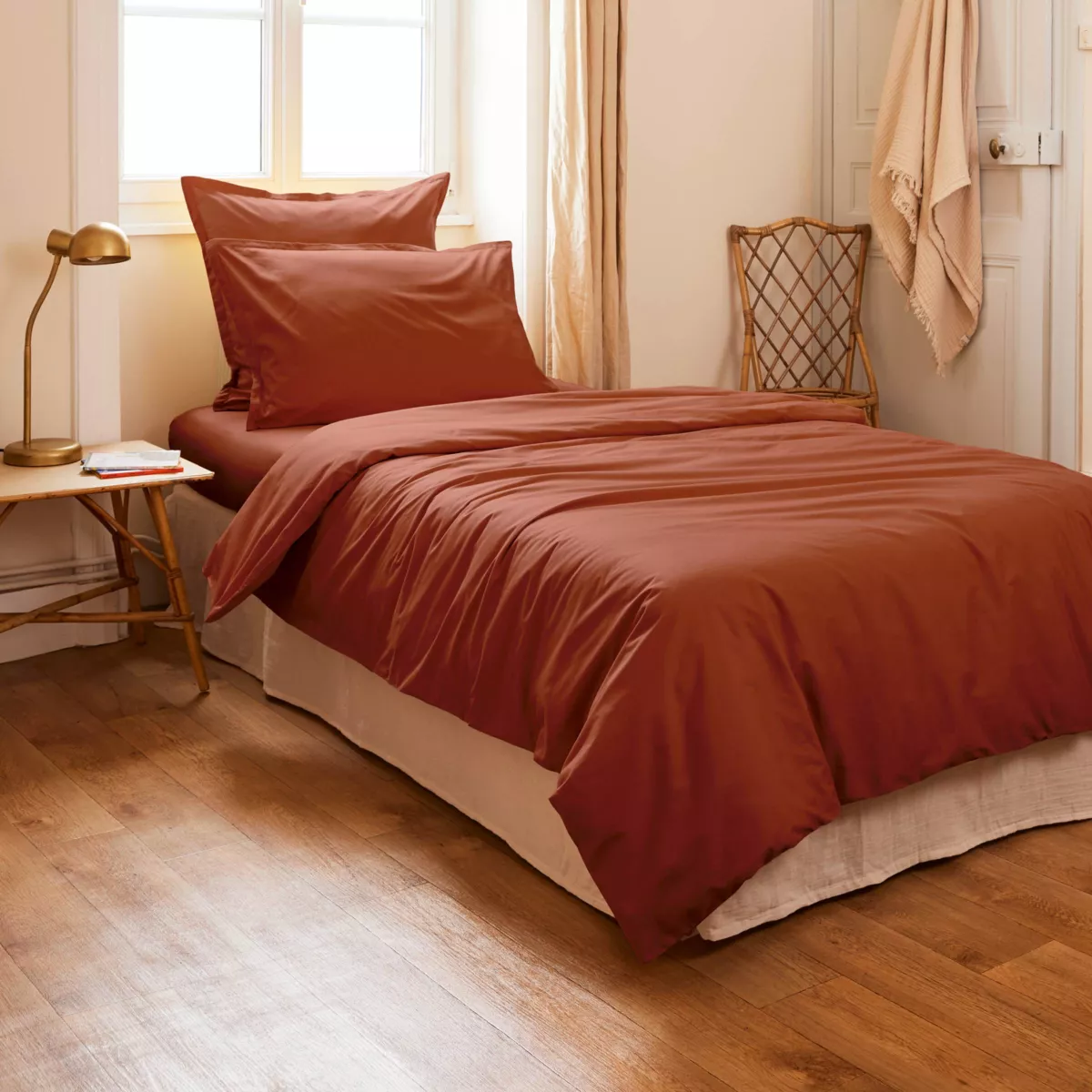Housse de couette percale de coton (140 x 200 cm) Cali Terracotta