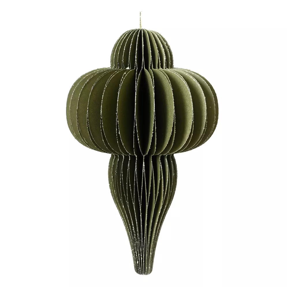 Weihnachtsanhänger aus Papier (H20 cm) mit Magnetverschluss Rosmarin-Grün