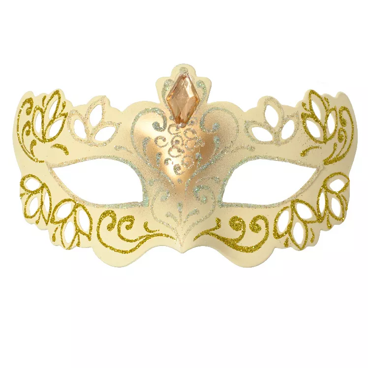 Sospensione di Natale (H10 cm) Maschera da ballo Oro