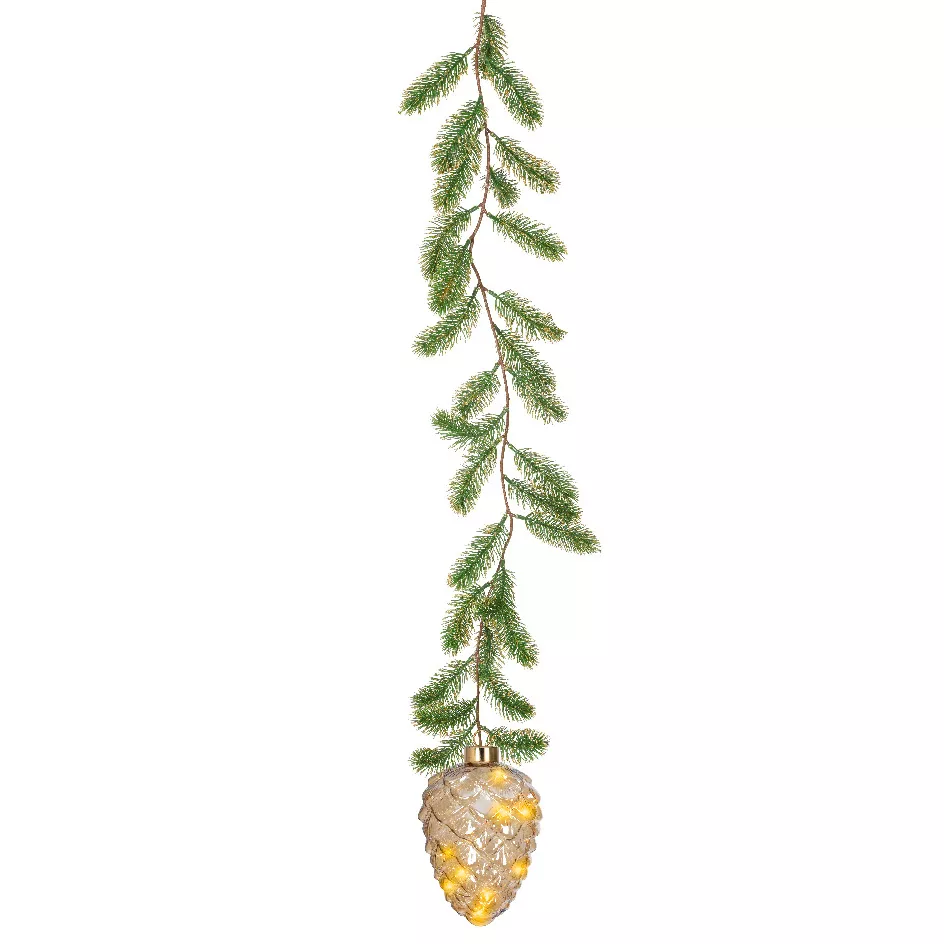 Sospensione luminosa a batteria 15 LED (H21 cm) Abete e Pigna Bianco caldo