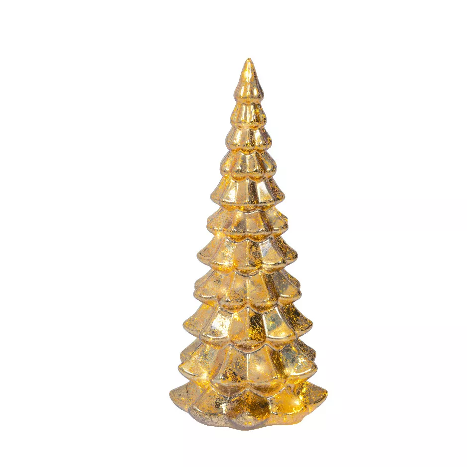 Verlichte kerstboom op batterijen 20 LED (H32 cm) Eeuwig Goud