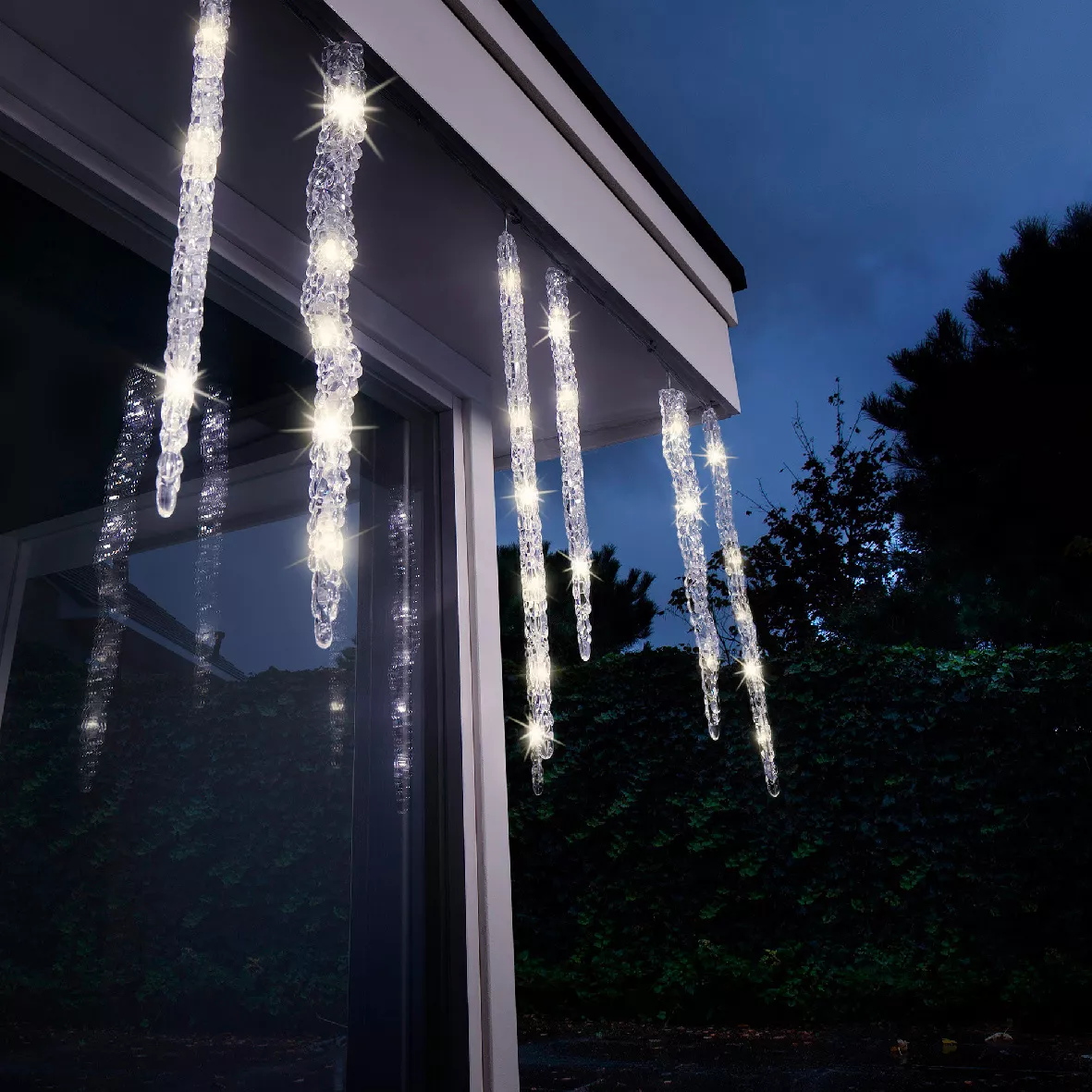 Verbindbare Lichterkette 3,60 m 60 LED Eiszapfen Flash-Effekt Warmweiß - Weihnachts-beleuchtung