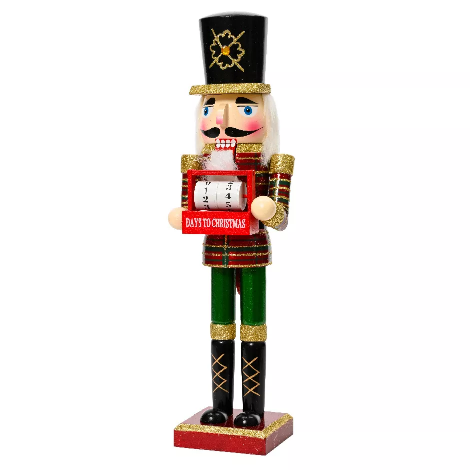 Casse-noisette en bois (H38 cm) Calendrier de l'avent Pailleté