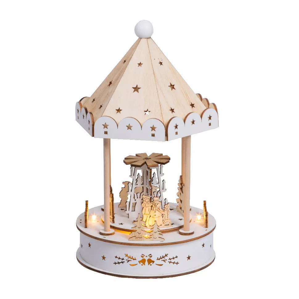 Villaggio di Natale luminoso, animato e musicale a pile (H26 cm) Chiosco