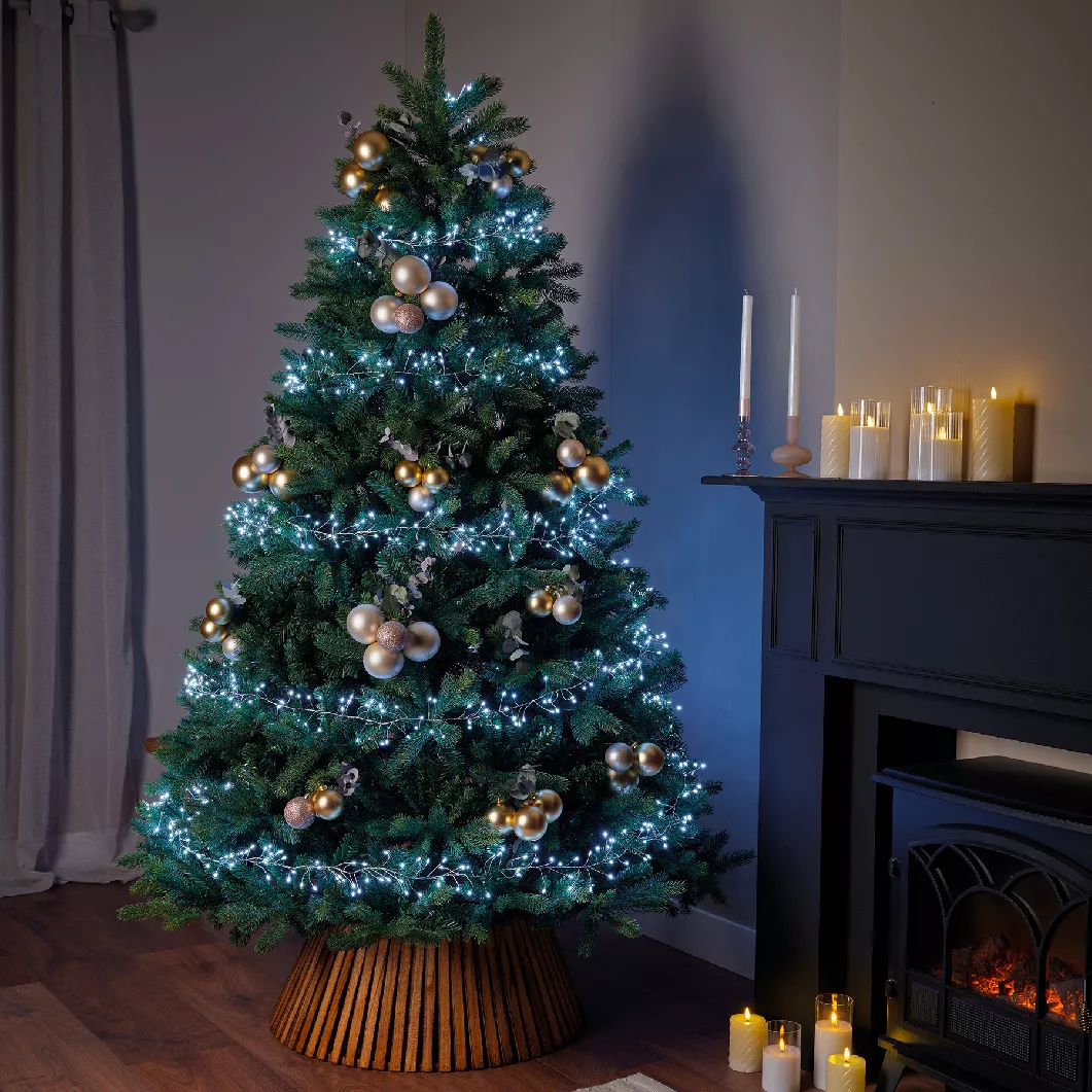 Ghirlanda luminosa 12 m 960 Micro LED cavo argento Luxe Bianco freddo