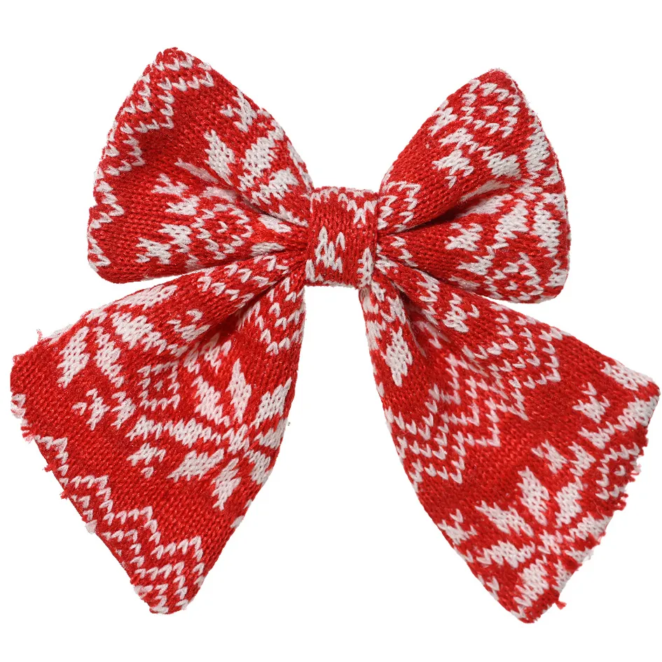 2er Set Weihnachtsschleifen (H13 cm) Tradition Rot und Weiß - Baumschmuck & Kugeln