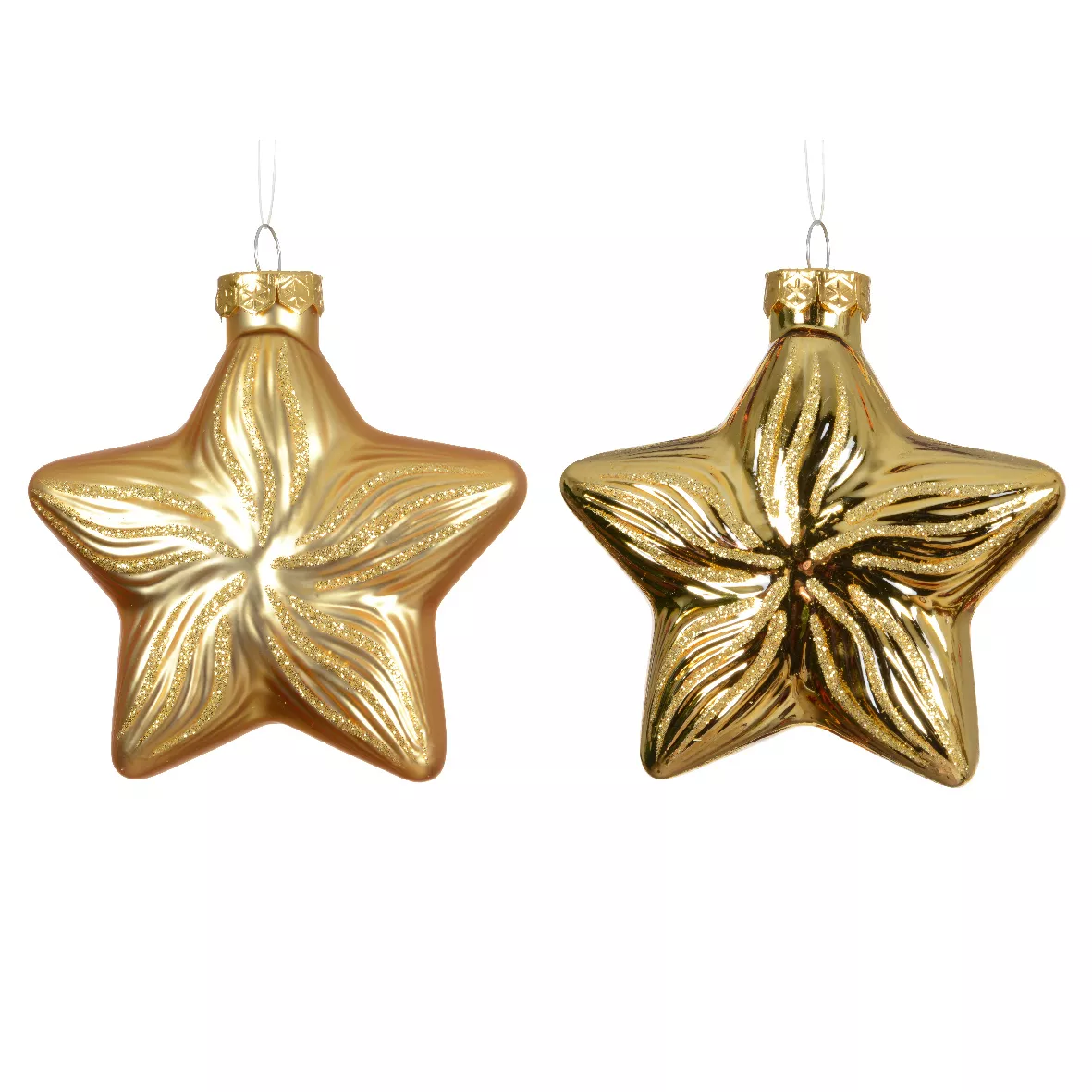 LOT DE 2  Etoile verre L9.80-W4-H10cm or clair DONNER LE MEME NOM DE GAMME