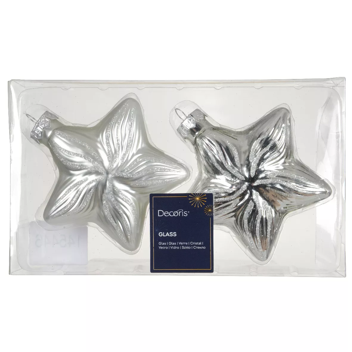 Set di 2 pendenti in vetro (H10 cm) Stelle Celesti Argento