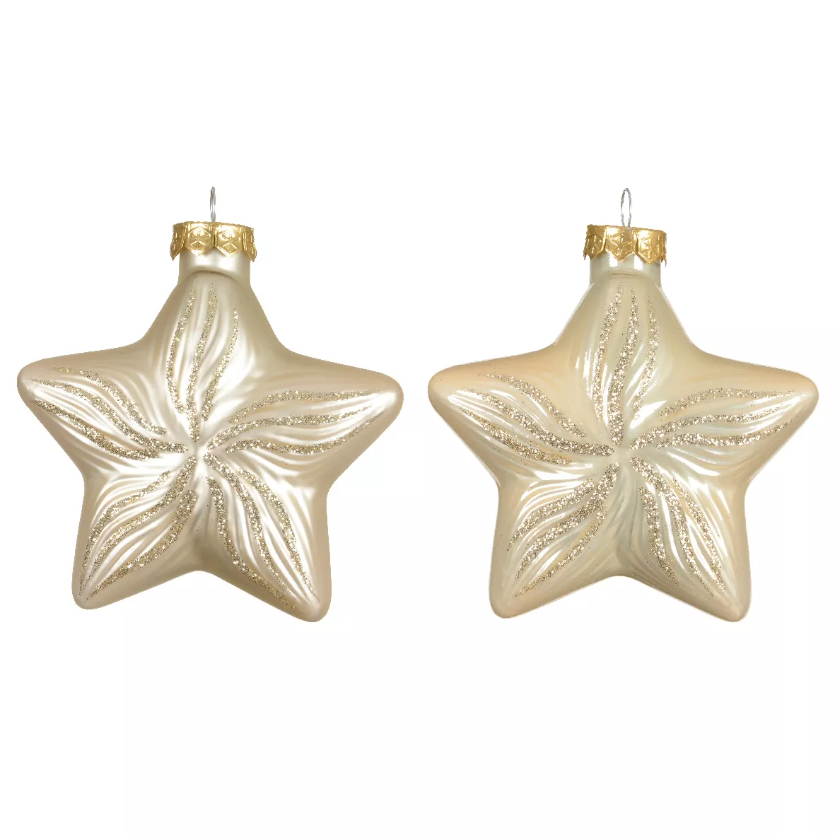 Set di 2 pendenti in vetro (H10 cm) Stelle Celesti Perla
