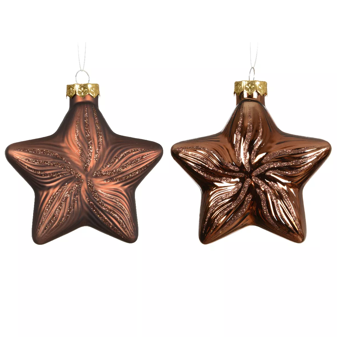 Set di 2 pendenti in vetro (H10 cm) Stelle Celesti Marrone caffè