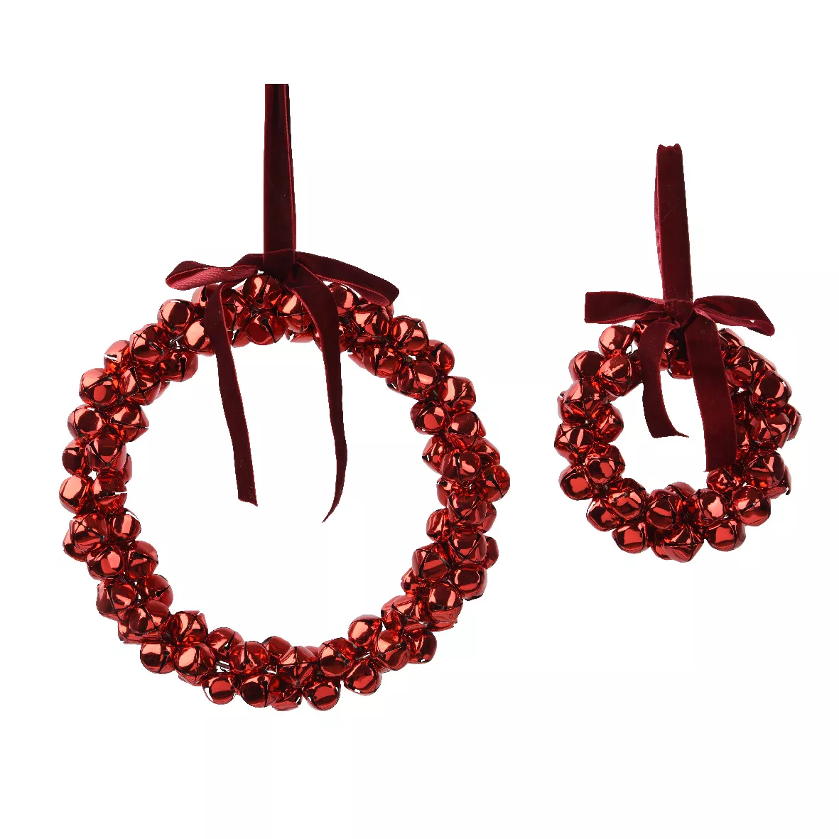 Set di 2 pendenti in metallo (D25 cm) Corona e Velluto Rosso