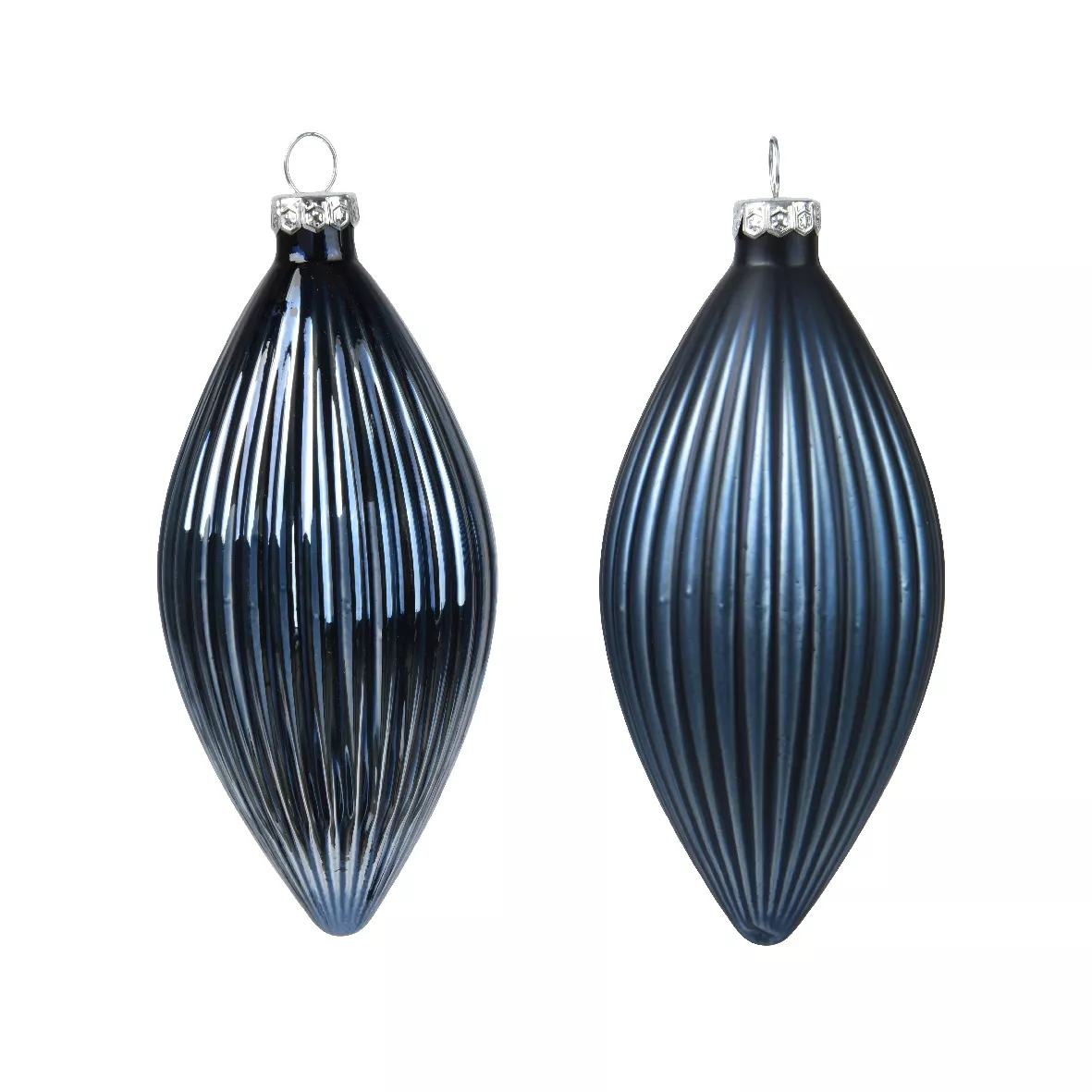 LOT DE 3  Olive verre brillant - mat dia6-H13cm bleu nuit DONNER LE MEME NOM DE GAMME