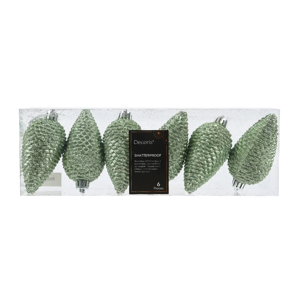 LOT DE 6  Pomme de pin polystyrene dia4.50-H8cm matcha green ALPINE