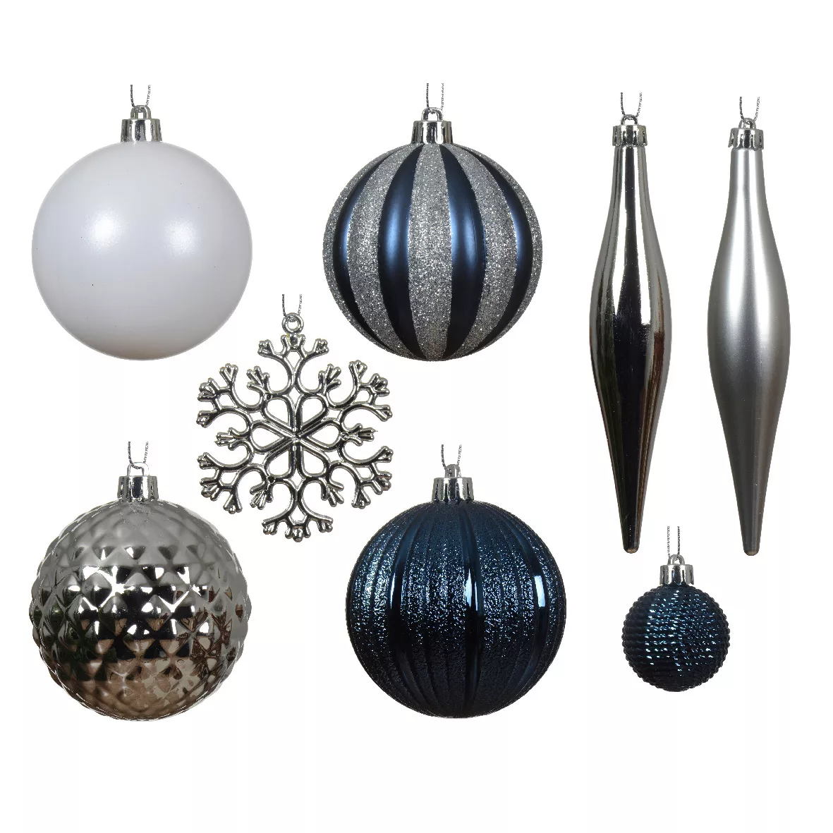Kit de décorations pour sapin de noël - 18 Pièces - Argent | Leroy Merlin