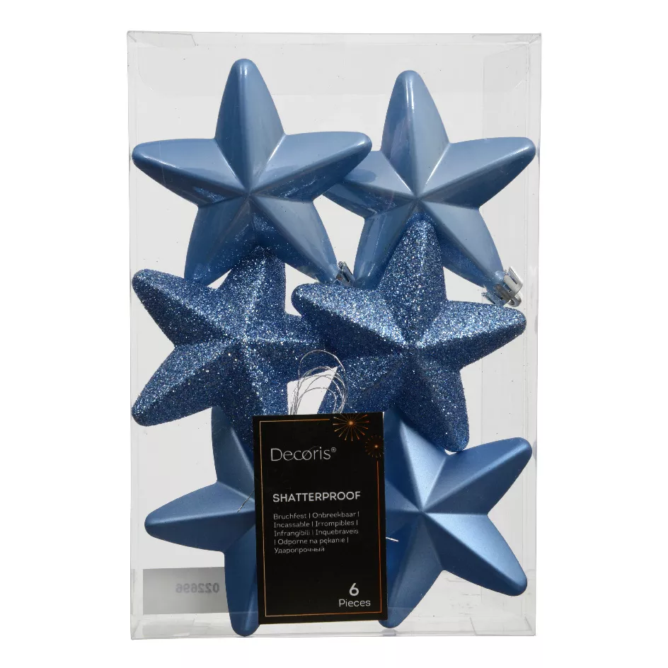 LOT DE 6  Etoile polystyrene L2-W7.50-H7.50cm sky blue ALPINE