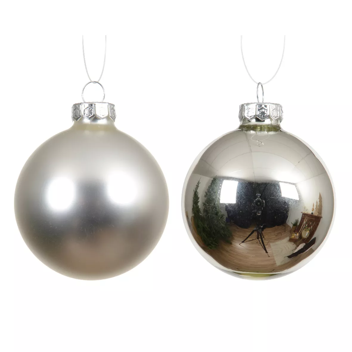 Lot de 6 boules de Noël en verre (D80 mm) Boréal Argent