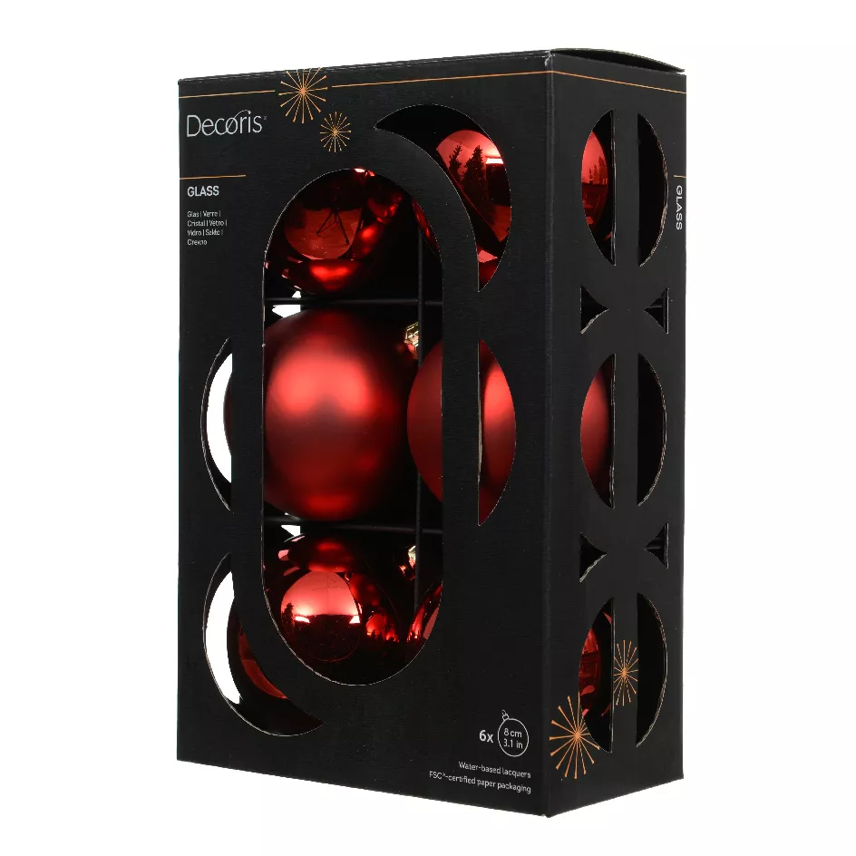 Set di 6 palline di Natale in vetro (D80 mm) Boreale Rosso