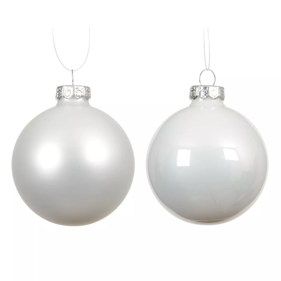 Lot de 6 boules de Noël en verre (D80 mm) Boréal Blanc d'hiver